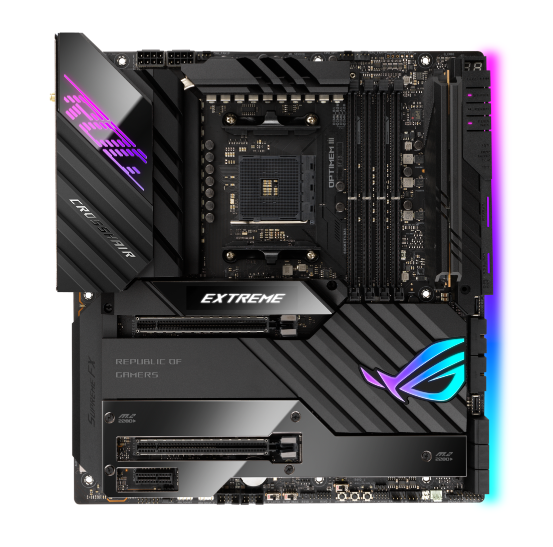 華碩發布 ROG Crosshair VIII Extreme X570 主板：5 個 M.2 插槽