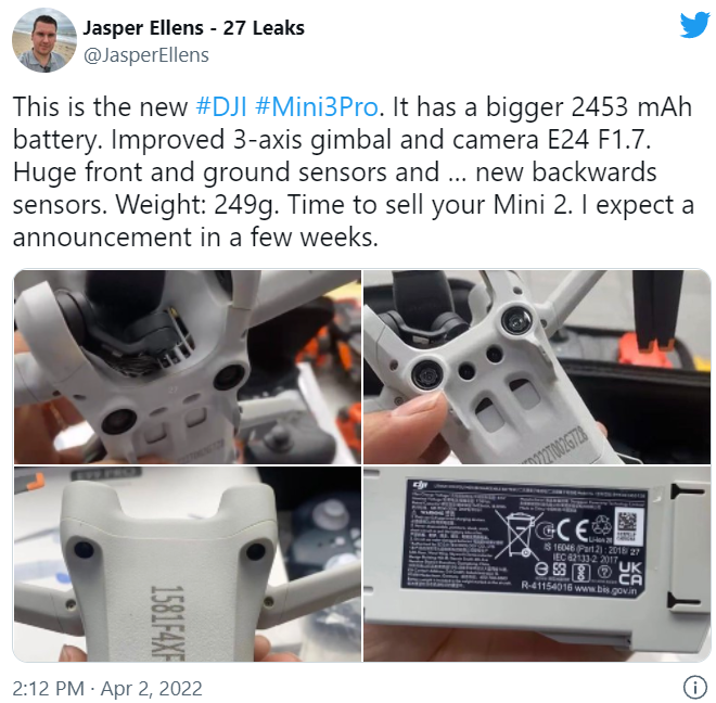 臨近發布，DJI Mini 3 Pro實拍圖曝光