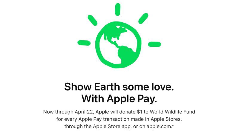 蘋果慶祝地球日，在 Apple Store 使用 Apple Pay 的每筆交易都會(huì)捐款 1 美元